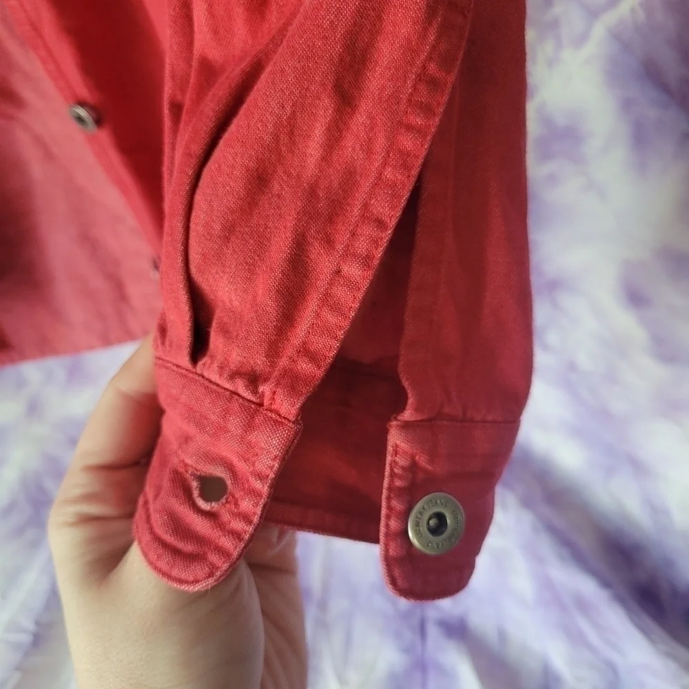 Liz Clairborn Women's Red Light Denim Button Up Shirt/Jacket Size Medium Petite